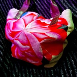 Elliott Lucca  Hand painted Floral Leather Satchel